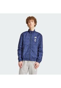 Adidas - Bluza Real Madrid Anthem. Kolor: niebieski. Materiał: materiał