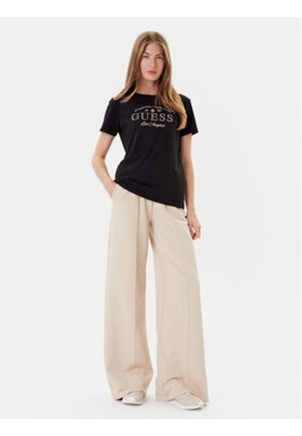 Guess T-Shirt V5YI13 J1314 Czarny Regular Fit. Kolor: czarny. Materiał: bawełna
