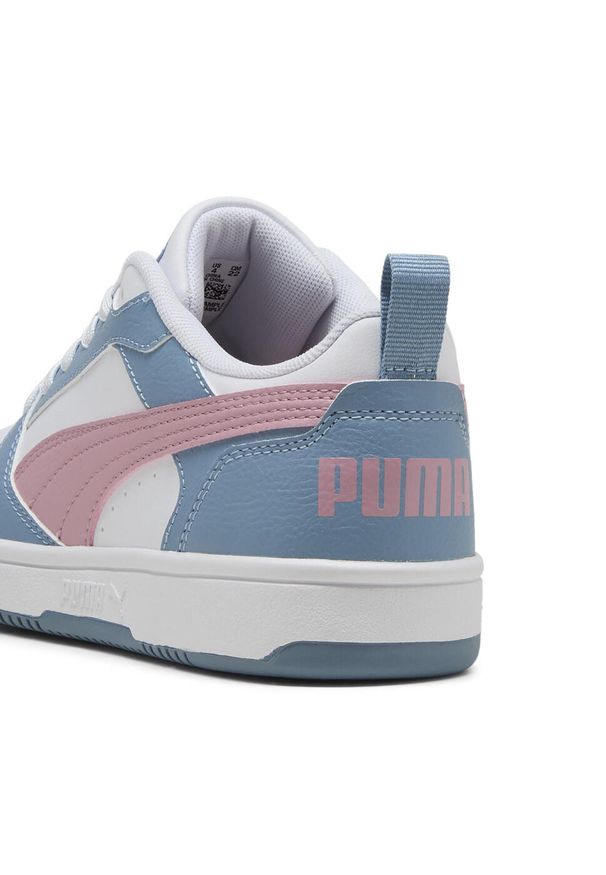 Puma - Młodzieżowe sneakersy Rebound V6 Lo PUMA White Poised Pink Cool Blue. Kolor: różowy, niebieski, wielokolorowy, biały. Sport: turystyka piesza