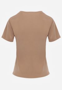Renee - Brązowy Casualowy Bawełniany T-shirt Rivali. Okazja: na co dzień. Kolor: brązowy. Materiał: bawełna. Styl: casual #3