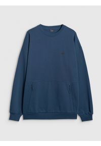 4f - 4F Bluza dresowa nierozpinana bez kaptura męska - granatowa XXL. Okazja: na co dzień. Typ kołnierza: bez kaptura. Kolor: niebieski. Materiał: dresówka. Styl: klasyczny, casual