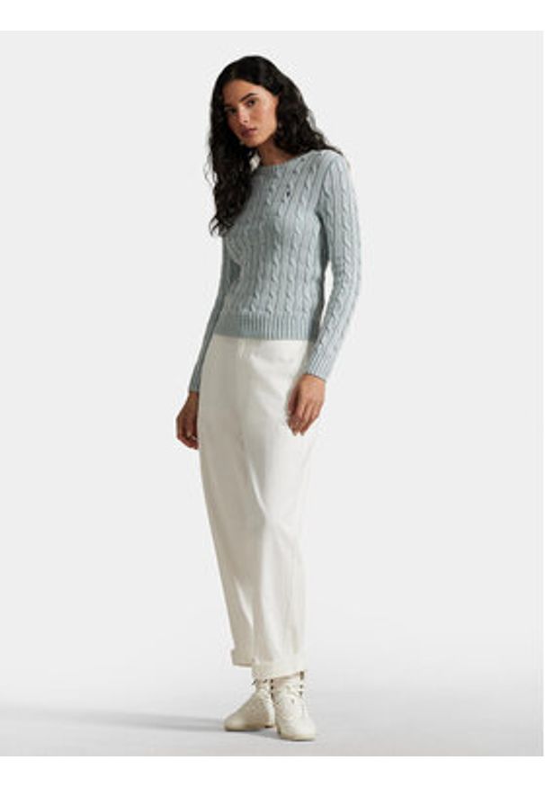 Polo Ralph Lauren Sweter 211935303009 Błękitny Slim Fit. Typ kołnierza: polo. Kolor: niebieski. Materiał: bawełna