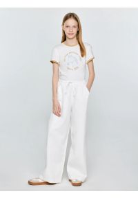 Big-Star - Spodnie dziewczęce wide białe Polena 100. Okazja: na spacer. Kolor: biały. Materiał: bawełna. Wzór: kolorowy. Styl: wakacyjny #6