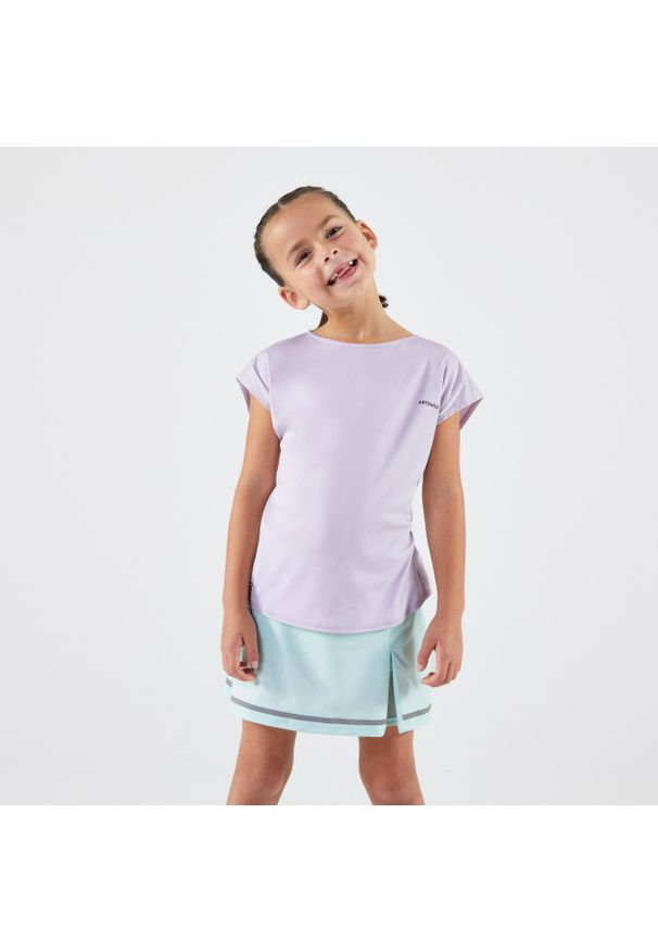ARTENGO - Koszulka tenisowa dla dziewczynek Artengo TTS Soft. Kolor: fioletowy. Materiał: elastan, materiał. Sport: tenis