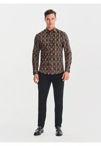 Pako Lorente - PAKO LORENTE - Czarna koszula w kolorowe kwiaty. Kolor: czarny. Materiał: elastan, bawełna. Długość rękawa: długi rękaw. Długość: długie. Wzór: kwiaty, kolorowy #5