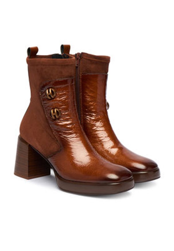 Hispanitas Botki HI254228 Brązowy. Kolor: brązowy. Materiał: skóra, lakier