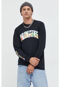 Primitive longsleeve bawełniany kolor czarny z nadrukiem. Kolor: czarny. Materiał: bawełna. Długość rękawa: długi rękaw. Wzór: nadruk #5
