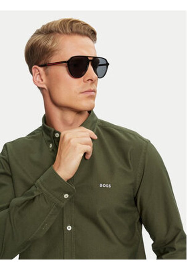 BOSS - Boss Koszula H-Roan 50521996 Zielony Slim Fit. Kolor: zielony. Materiał: bawełna