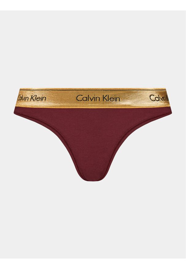 Calvin Klein Underwear Stringi 000QF7449E Bordowy. Kolor: czerwony. Materiał: bawełna