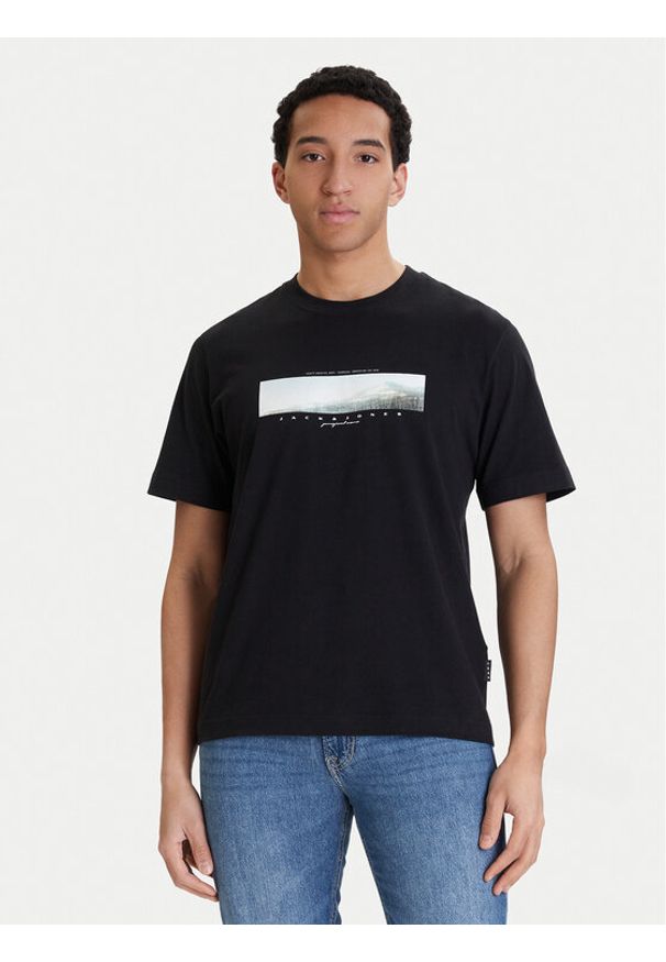 Jack & Jones T-Shirt Fusion 12289870 Czarny Relaxed Fit. Kolor: czarny. Materiał: bawełna