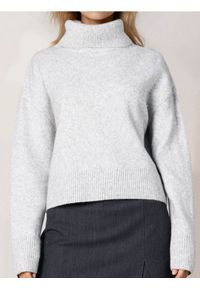 Sinsay - Gładki golf basic - szary. Typ kołnierza: golf. Kolor: szary. Wzór: gładki