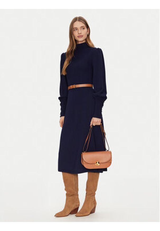 Luisa Spagnoli Sukienka dzianinowa Magalin 58414 Granatowy Regular Fit. Kolor: niebieski. Materiał: wełna