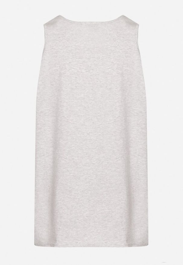 Born2be - Szara Bawełniana Koszulka Typu Tank Top Zianessa. Kolor: szary. Materiał: bawełna. Wzór: aplikacja