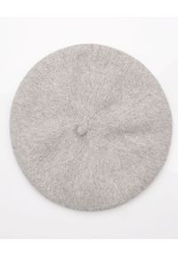 Unisono - GŁADKI BERET Z WEŁNY 135-C2046 L-GREY. Materiał: wełna. Wzór: gładki