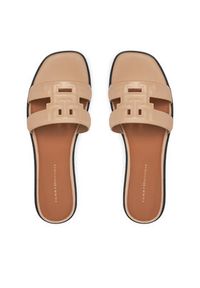 TOMMY HILFIGER - Tommy Hilfiger Klapki Th Logo Strap Mule FW0FW08671 Beżowy. Kolor: beżowy. Materiał: skóra #6