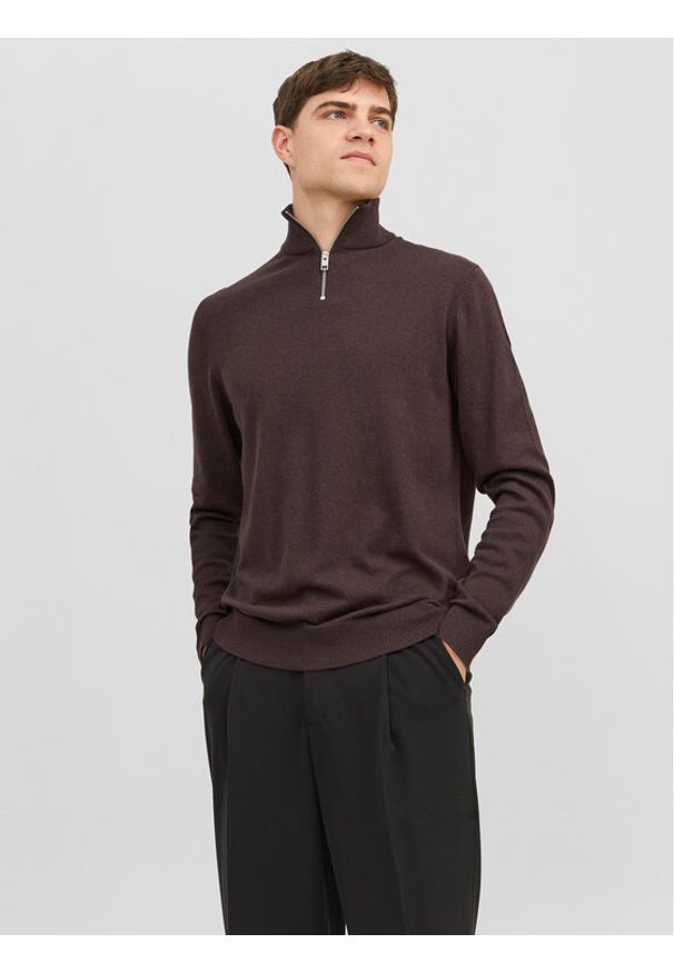 Jack & Jones - Jack&Jones Sweter 12189339 Brązowy Regular Fit. Kolor: brązowy. Materiał: bawełna