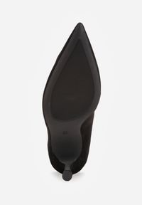 Renee - Czarne Eleganckie Szpilki z Cyrkoniowym Sercem Evabellea. Kolor: czarny. Wzór: aplikacja. Obcas: na szpilce. Styl: elegancki #6