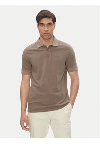 BOSS Polo Prime 50507813 Brązowy Regular Fit. Typ kołnierza: polo. Kolor: brązowy. Materiał: bawełna