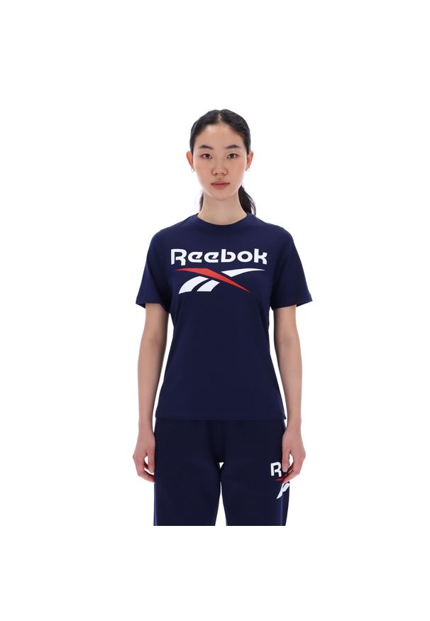 Koszulka damska Reebok Gym & Pilates. Kolor: niebieski. Materiał: jersey, prążkowany, bawełna. Sport: joga i pilates