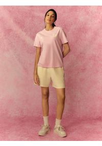 4f - 4F T-shirt relaxed z nadrukiem damski - różowy XXL. Okazja: na co dzień. Kolor: różowy. Materiał: materiał, bawełna, skóra, dzianina. Wzór: nadruk. Styl: casual #2