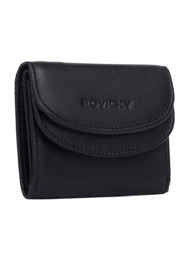 ROVICKY - Portfel damski Rovicky R-19-LFN czarny. Kolor: czarny. Materiał: skóra