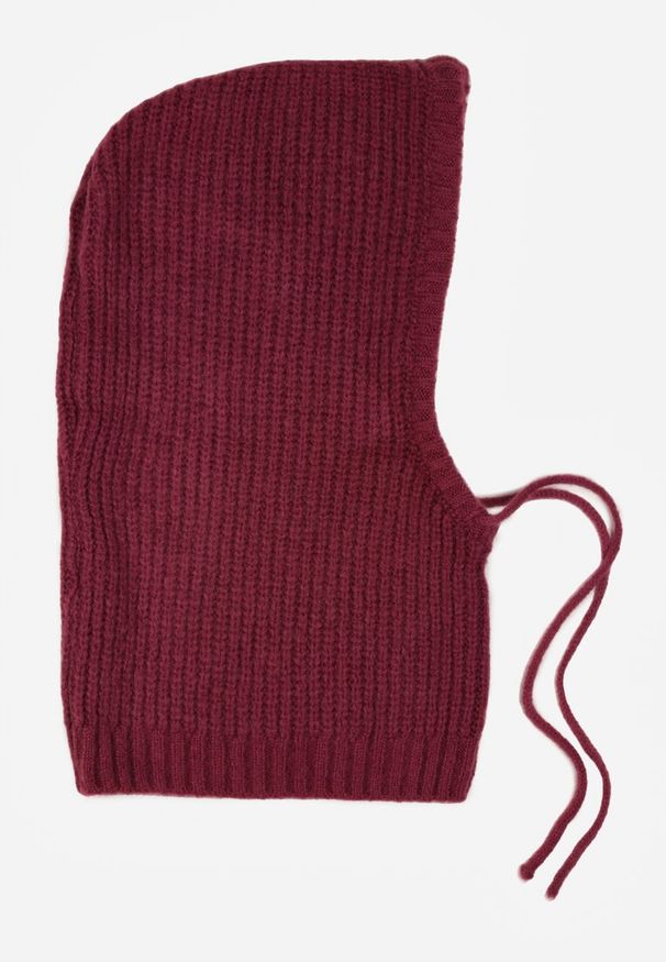 Born2be - Ciemnofioletowa Czapka Kominiarka z Wełną o Kroju Kaptura z Kominem Linezra. Kolor: fioletowy. Materiał: wełna. Styl: casual, elegancki