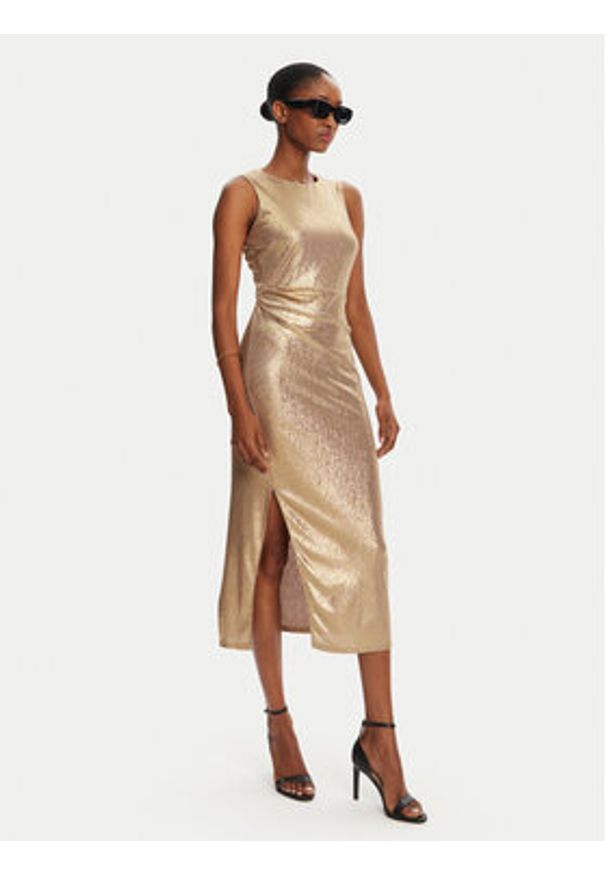 Patrizia Pepe Sukienka koktajlowa 2A2904/J276-FF59 Złoty Regular Fit. Kolor: złoty. Materiał: syntetyk. Styl: wizytowy