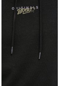 Jack & Jones Bluza męska kolor czarny z kapturem z nadrukiem. Typ kołnierza: kaptur. Kolor: czarny. Materiał: dzianina. Wzór: nadruk