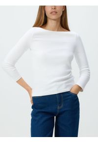 Reserved - Bawełniany longsleeve - biały. Kolor: biały. Materiał: bawełna. Długość rękawa: długi rękaw