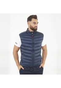 LEGEA - bezrękawnik dla dorosłych fitness bormio niebieski. Typ kołnierza: kołnierzyk stójkowy. Kolor: niebieski. Materiał: materiał, puch. Długość rękawa: bez rękawów #1