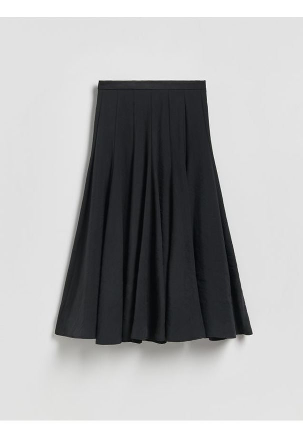 Reserved - Spódnica z modalem - czarny. Kolor: czarny. Materiał: tkanina