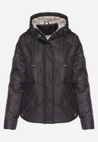 Born2be - Czarna Casualowa Kurtka z Kapturem i Ozdobnymi Sznurkami Evialinae. Okazja: na co dzień. Typ kołnierza: kaptur. Kolor: czarny. Materiał: poliester, jeans. Styl: casual #3