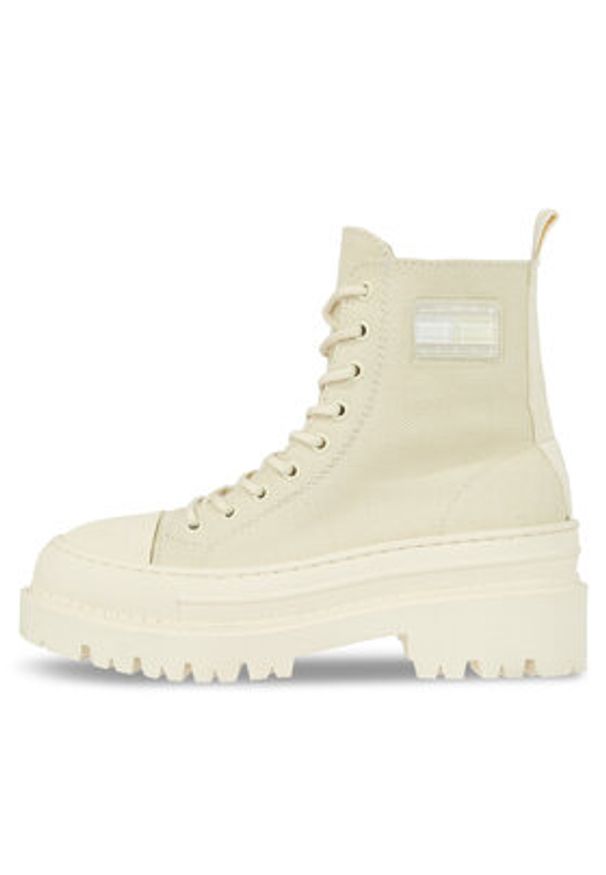 TOMMY HILFIGER - Tommy Hilfiger Botki Tjw Foxing Canvas Boot EN0EN02216 Beżowy. Kolor: beżowy. Materiał: materiał