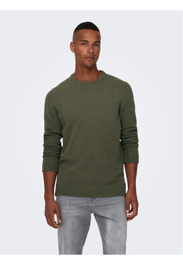 Only & Sons Sweter Ese 22023172 Zielony Regular Fit. Kolor: zielony. Materiał: syntetyk