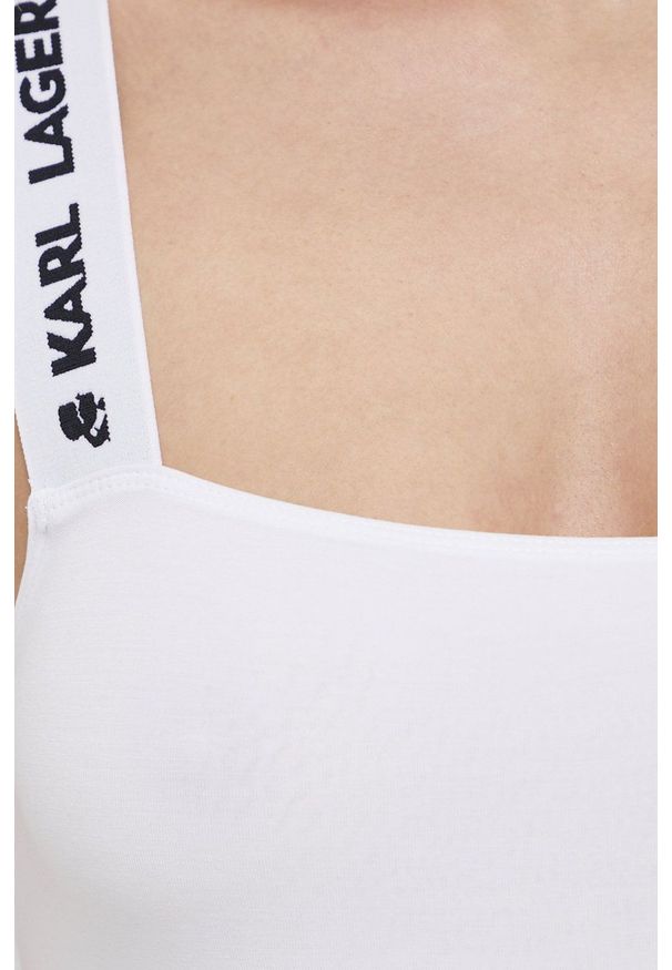 Karl Lagerfeld body kolor biały gładki. Kolor: biały. Materiał: materiał. Wzór: gładki