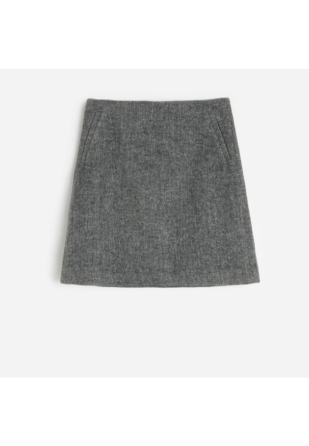 Reserved - Spódnica mini z domieszką wełny - Szary. Kolor: szary. Materiał: wełna