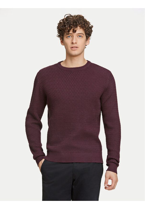 Lindbergh Sweter 30-804052 Brązowy Relaxed Fit. Kolor: fioletowy. Materiał: bawełna