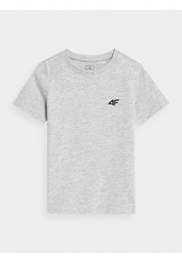 4f - 4F T-shirt gładki chłopięcy 146 (10-11 lat). Kolor: szary. Materiał: dzianina, bawełna. Wzór: gładki. Sezon: lato #1