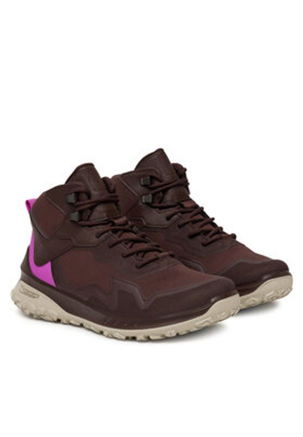ecco - ECCO Sneakersy W Tex Mid Wp 82432361411 Brązowy. Kolor: brązowy. Materiał: materiał