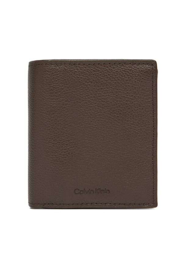 Calvin Klein Duży Portfel Męski Micropebble Comp Trifold W Coin LV04D1034G Brązowy. Kolor: brązowy. Materiał: skóra
