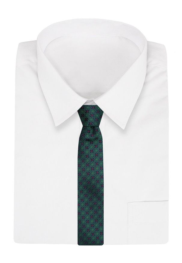 Krawat Alties (7 cm) - Zielony w Geometryczny Wzór. Kolor: zielony. Materiał: tkanina. Wzór: geometria. Styl: wizytowy, elegancki