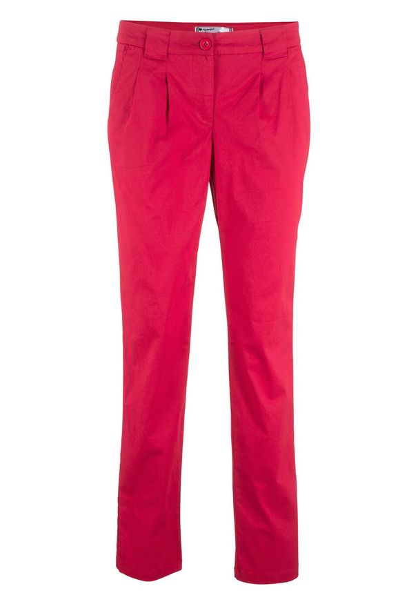 Spodnie chino ze stretchem bonprix czerwony. Kolor: czerwony. Materiał: bawełna