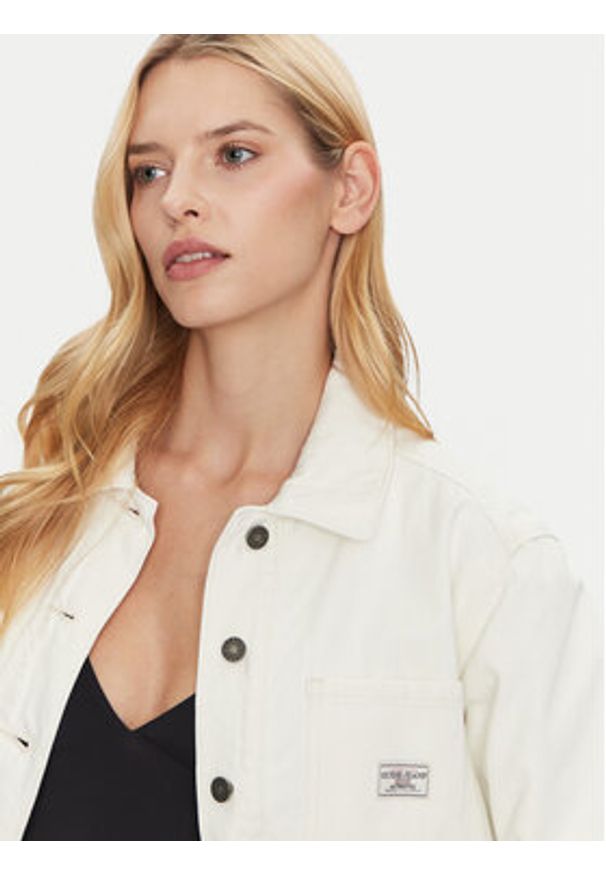 Guess Kurtka jeansowa W4BN65 D5J31 Biały Regular Fit. Kolor: biały. Materiał: bawełna