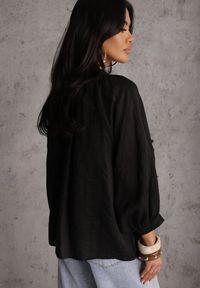 Renee - Czarna Wiązana Bluzka w Stylu Boho z Tencelu z Koralikami i Koronką Helotis. Okazja: na co dzień. Kolor: czarny. Materiał: koronka. Wzór: koronka. Styl: boho #2