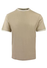 Męski T-Shirt z Dzianiny Bawełnianej - Brave Soul - Beżowy. Okazja: na co dzień. Kolor: beżowy, wielokolorowy, brązowy. Materiał: bawełna. Sezon: wiosna, lato. Styl: casual #1