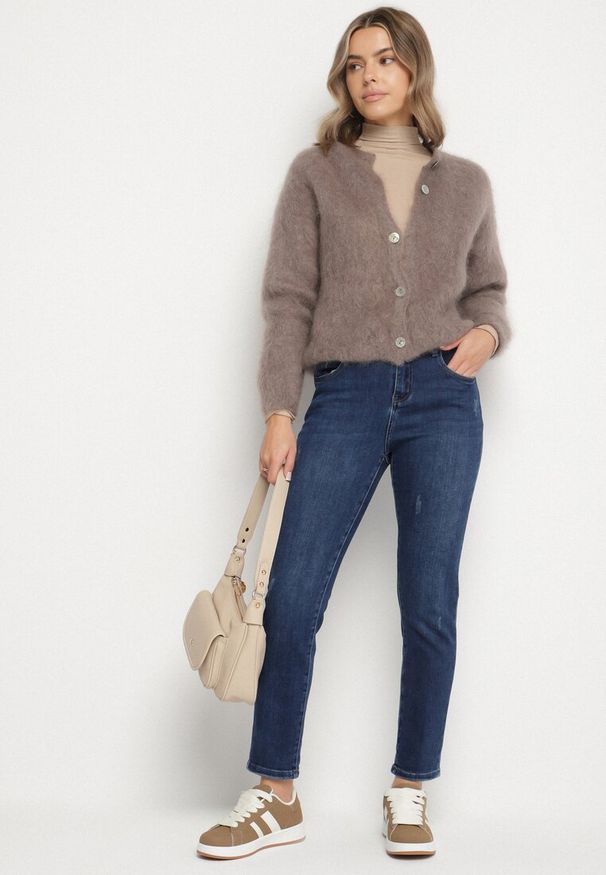 Born2be - Niebieskie Jeansy z Domieszką Wiskozy o Kroju Skinny z Regularnym Stanem Zenisa. Okazja: na co dzień. Kolor: niebieski. Styl: casual