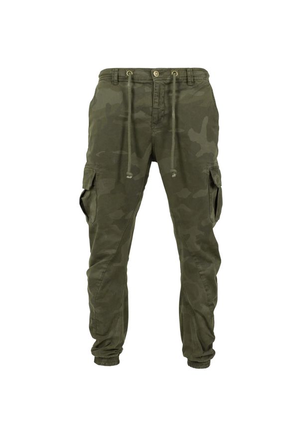 Urban Classics - Męskie Spodnie Joggingowe Camo Cargo. Kolor: zielony