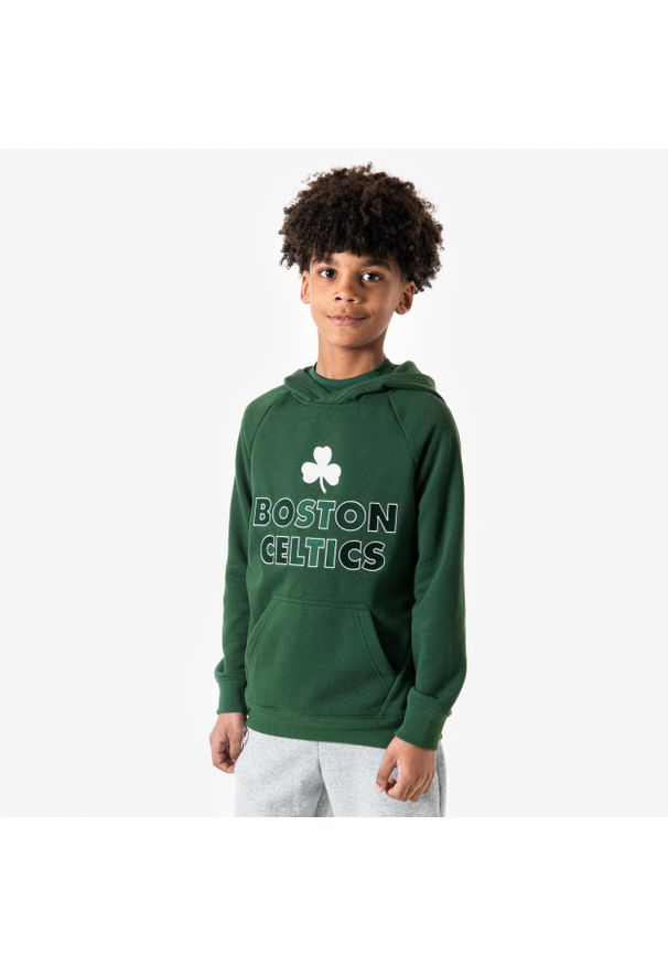 TARMAK - Bluza z kapturem do koszykówki dla dzieci Tarmak NBA900 Boston Celtics. Typ kołnierza: kaptur. Kolor: zielony, biały, wielokolorowy. Materiał: tkanina, materiał. Sport: koszykówka