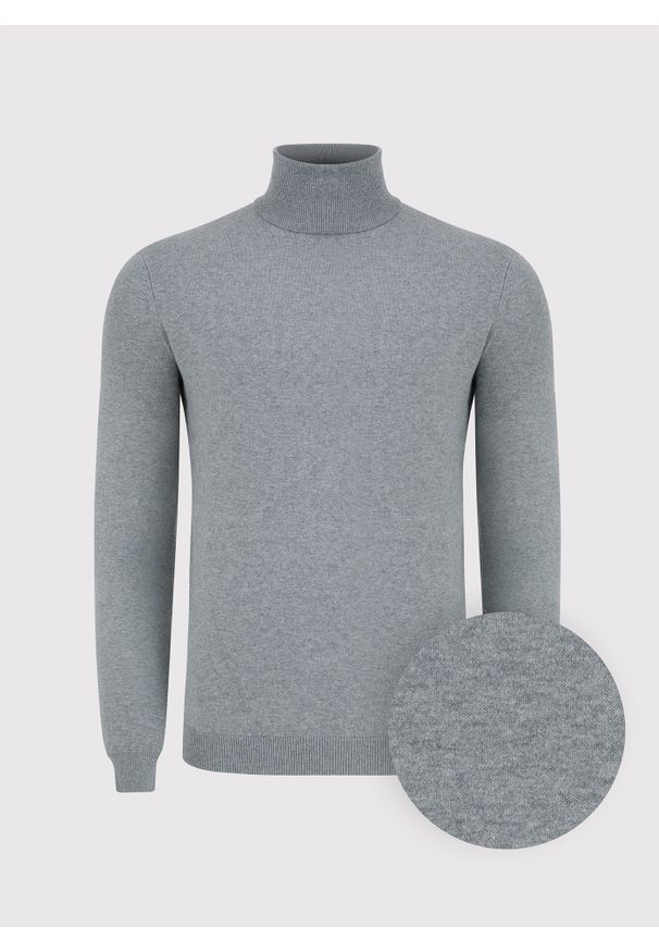 Pako Lorente - PAKO LORENTE – Szary gładki golf męski. Typ kołnierza: golf. Kolor: szary, beżowy, biały. Materiał: poliamid, bawełna, elastan. Wzór: gładki. Sezon: zima, jesień