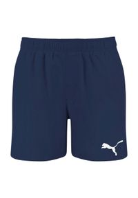 Puma - Męskie Spodenki Kąpielowe Średniej Długości Z Logo. Kolor: niebieski. Styl: sportowy